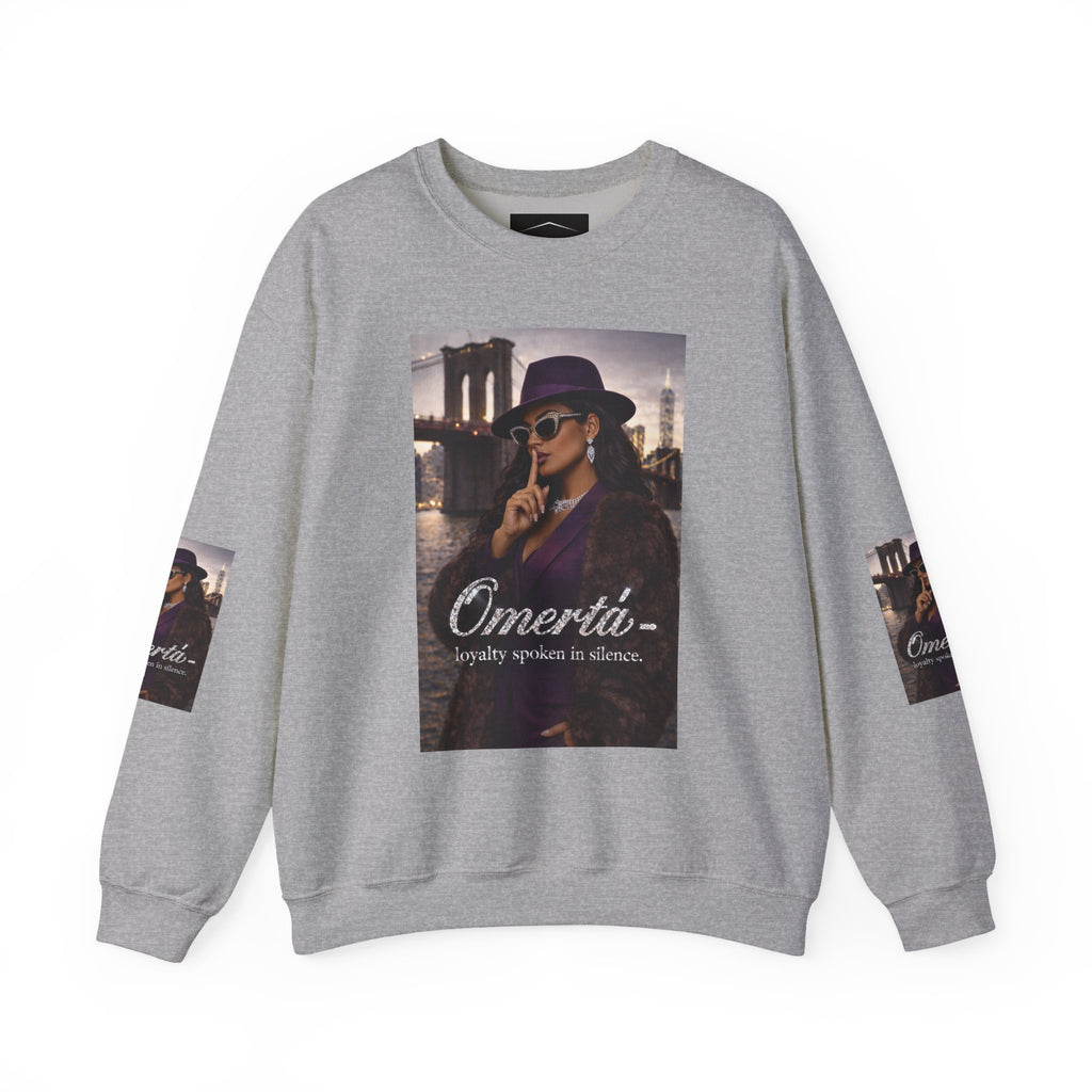Omertà Crewneck Sweatshirt – Vintage Noir Graphic Crewneck Sale ends 02/15/26