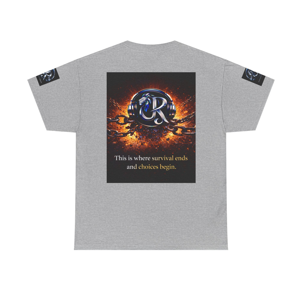 Graphic Tee — 'This is where survival ends and choices begin' Emblem