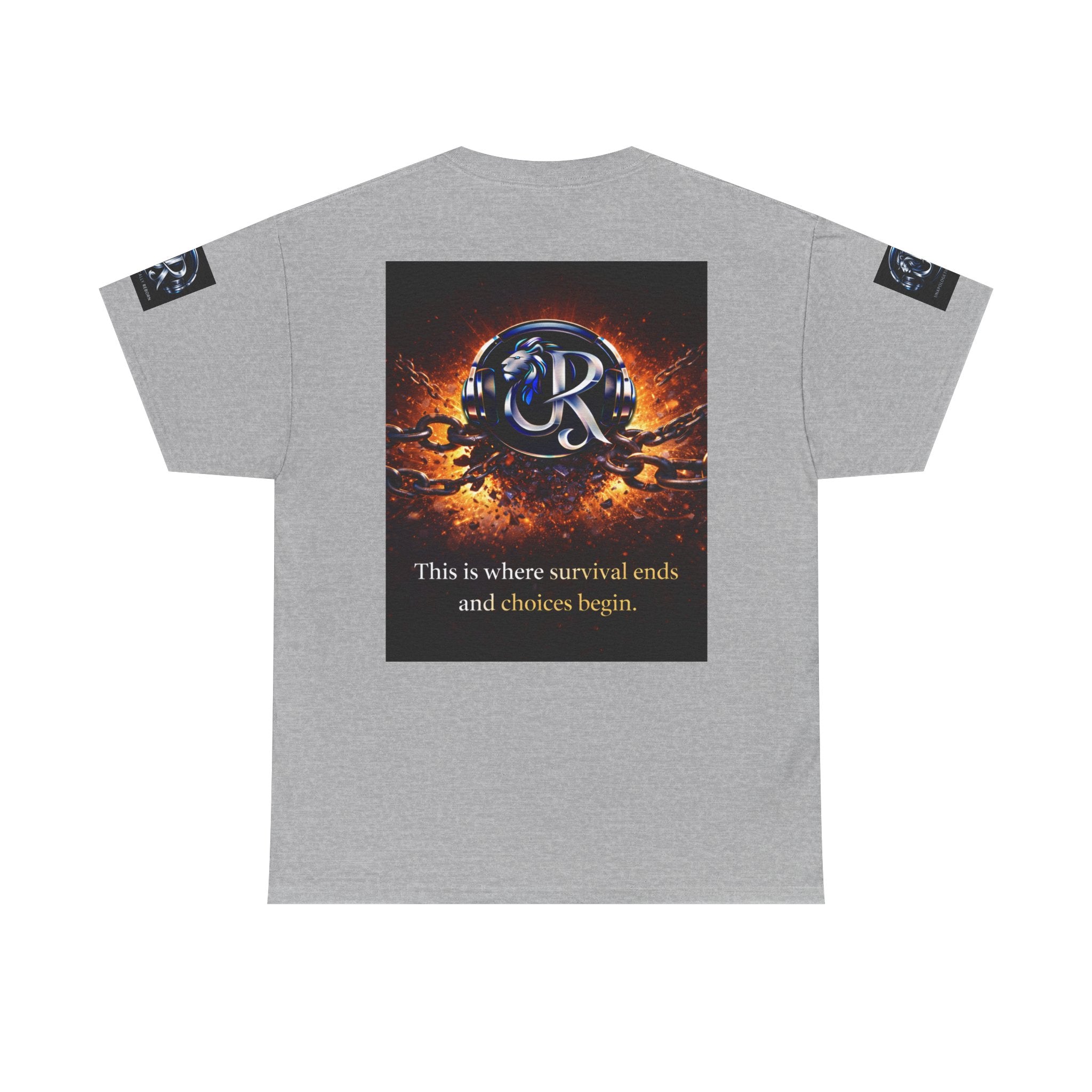 Graphic Tee — 'This is where survival ends and choices begin' Emblem
