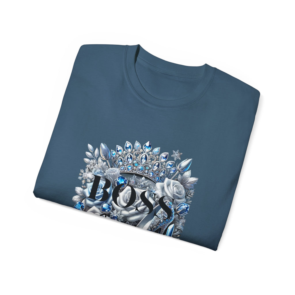 Boss Lady Tee — Women's Empowerment Graphic T‑Shirt (Crown & Roses Design)