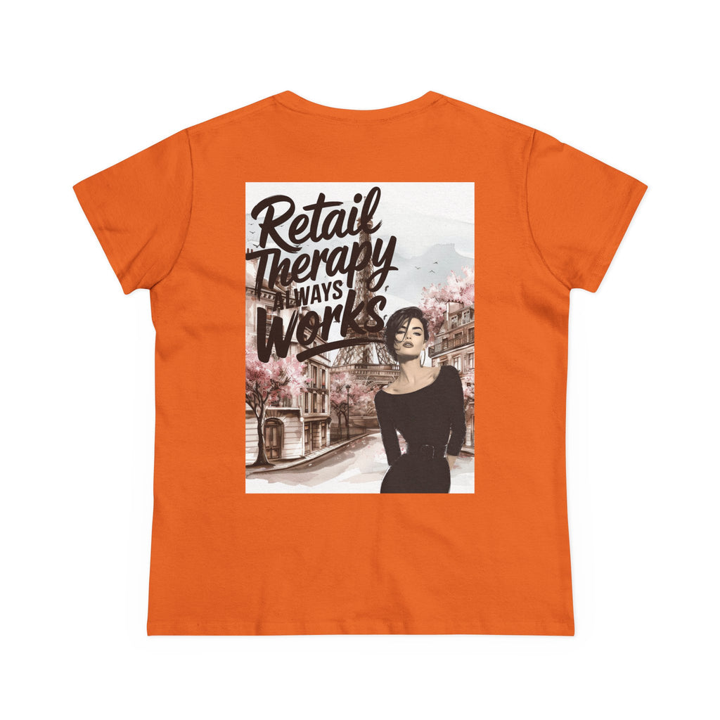 Retail Therapy T-Shirt — "Retail Therapy Always Works" Women's Graphic Tee
