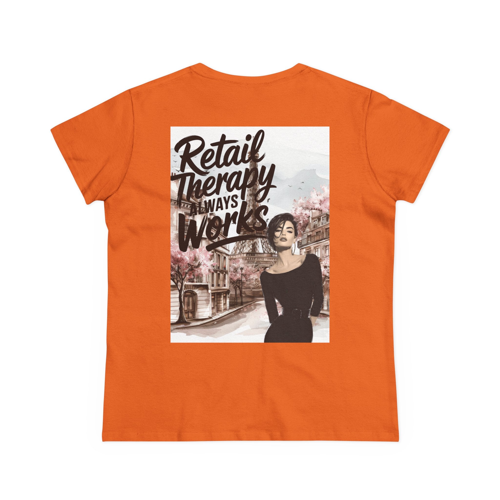 Retail Therapy T-Shirt — "Retail Therapy Always Works" Women's Graphic Tee