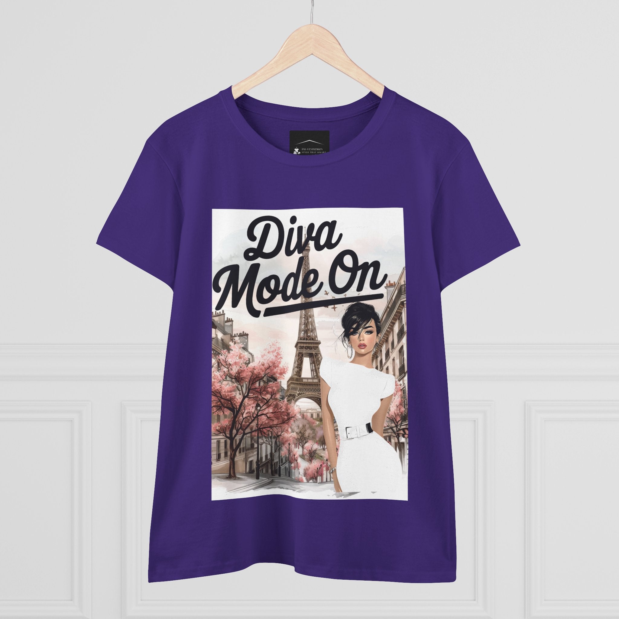Diva Mode On Tee — Paris Chic Women's Graphic T‑Shirt