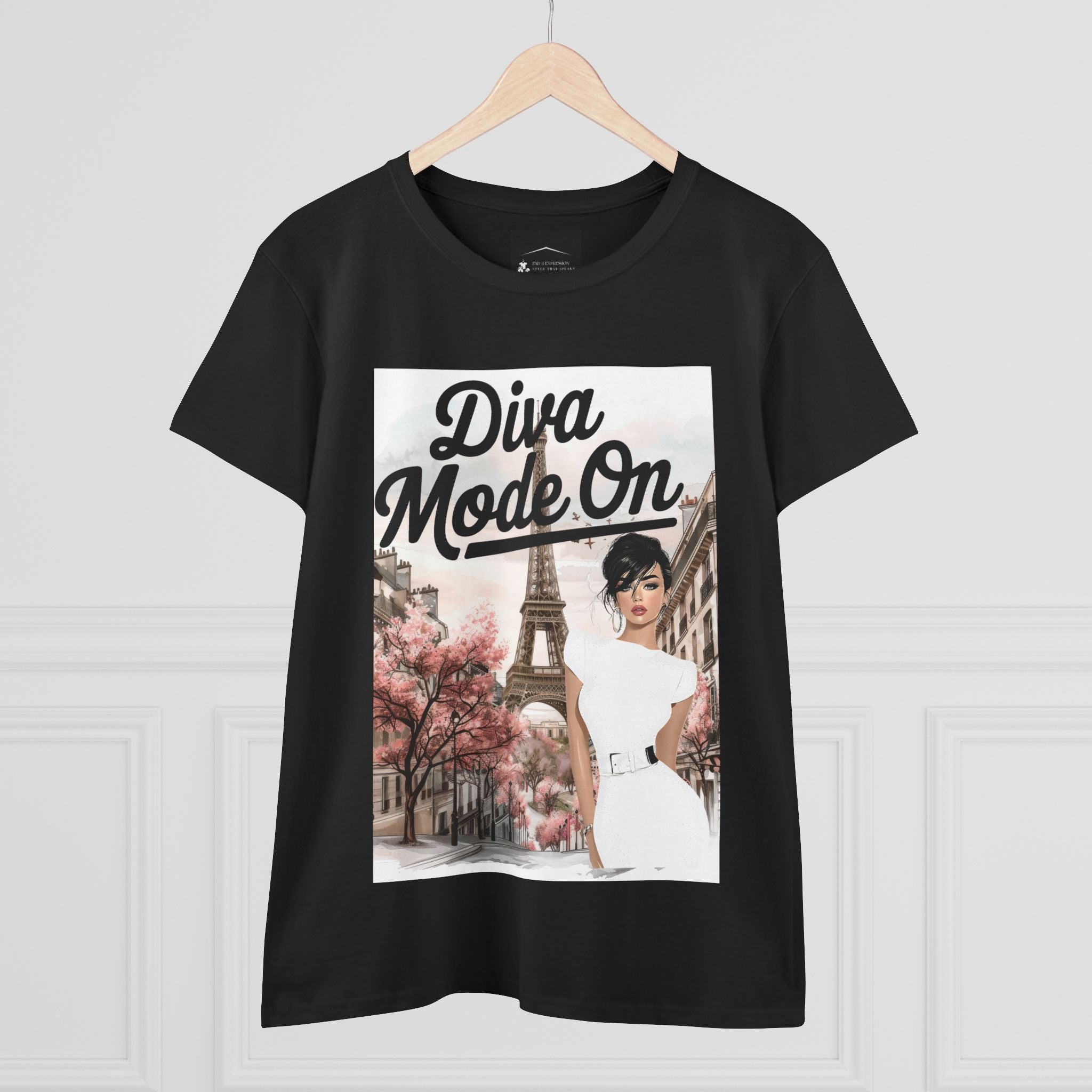 Diva Mode On Tee — Paris Chic Women's Graphic T‑Shirt
