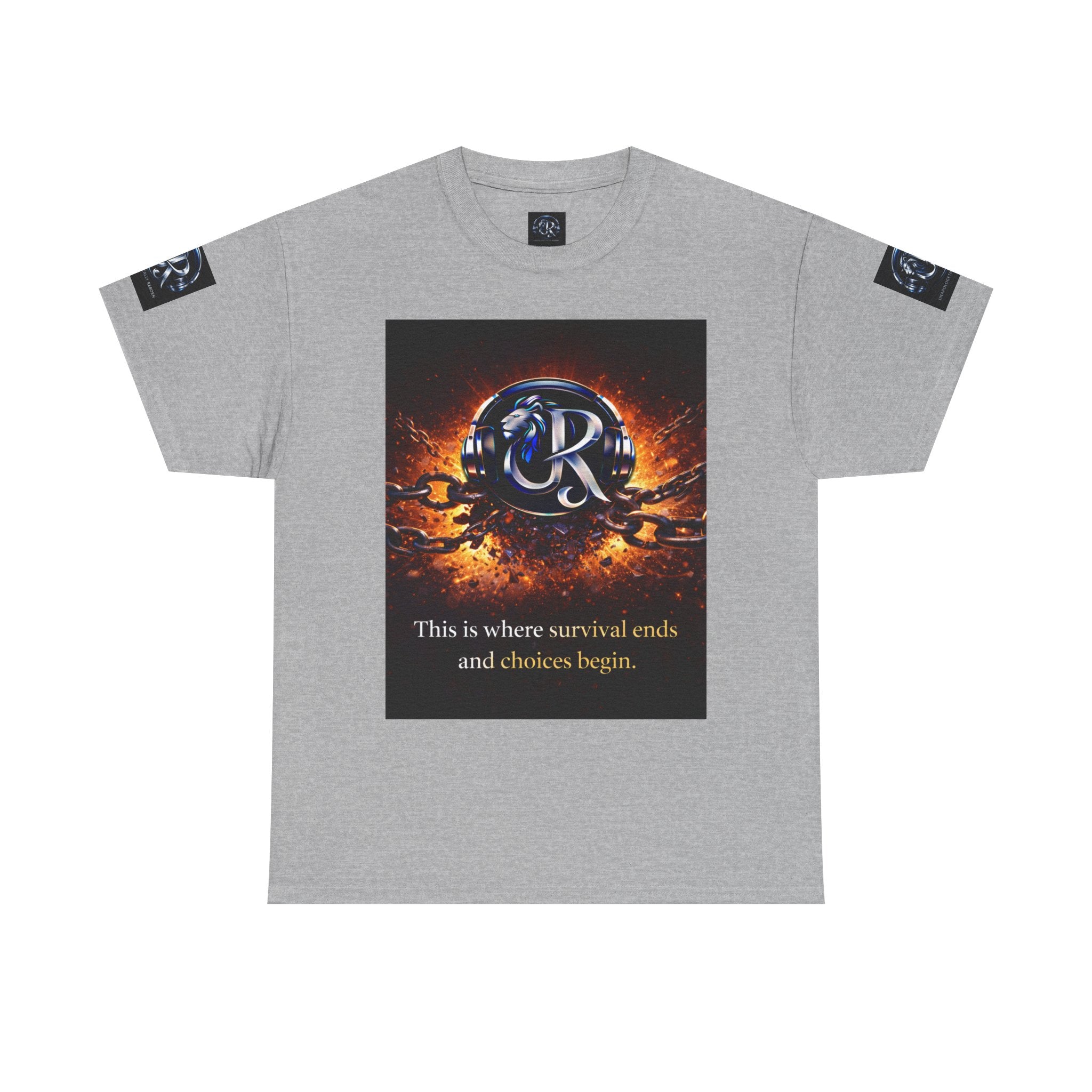 Graphic Tee — 'This is where survival ends and choices begin' Emblem