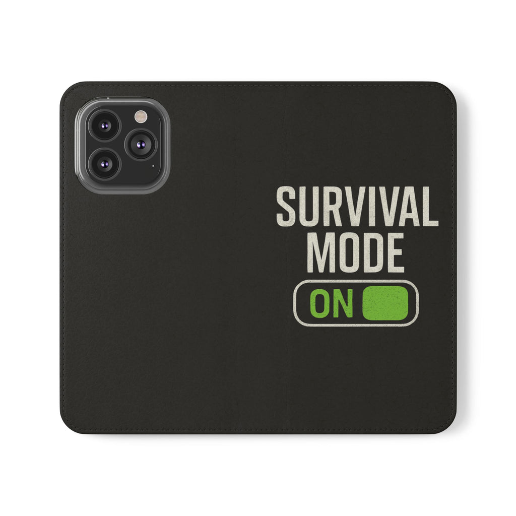 Survival Mode On Flip Phone Case — Wallet Flip Case with 'Survival Mode' Design
