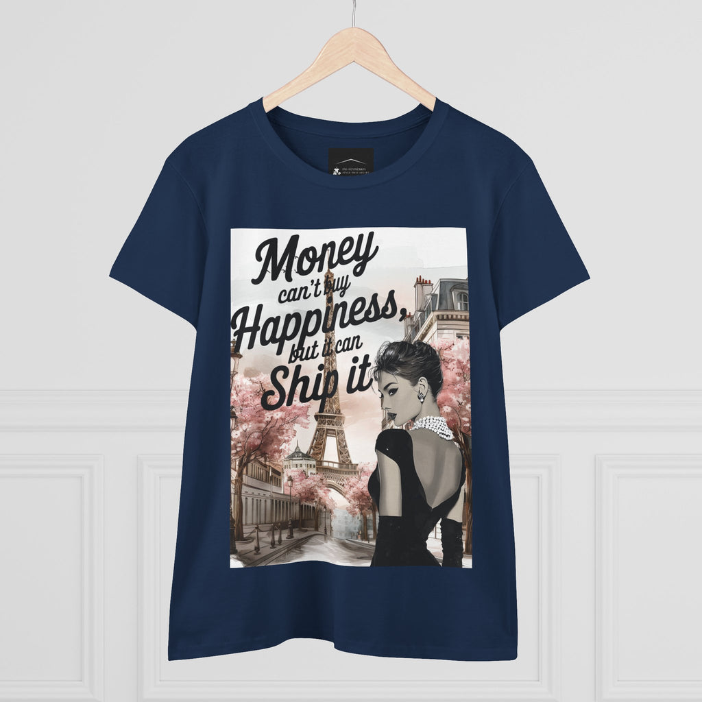 Parisian Audrey Hepburn Tee — "Money Can't Buy Happiness, But I Can Ship It" Women's T‑Shirt