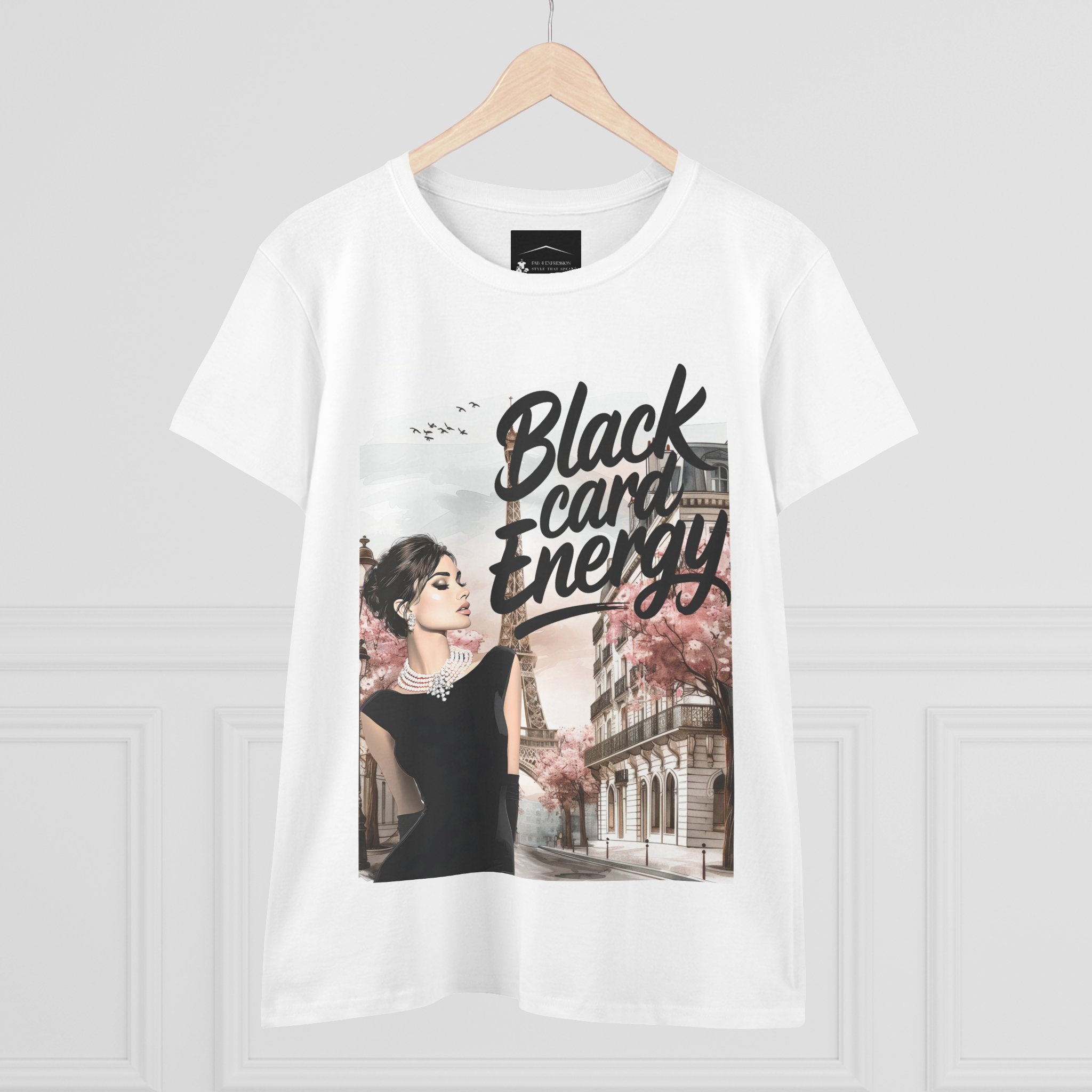 Black Card Energy Women's Tee — Vintage Glam Graphic T-Shirt