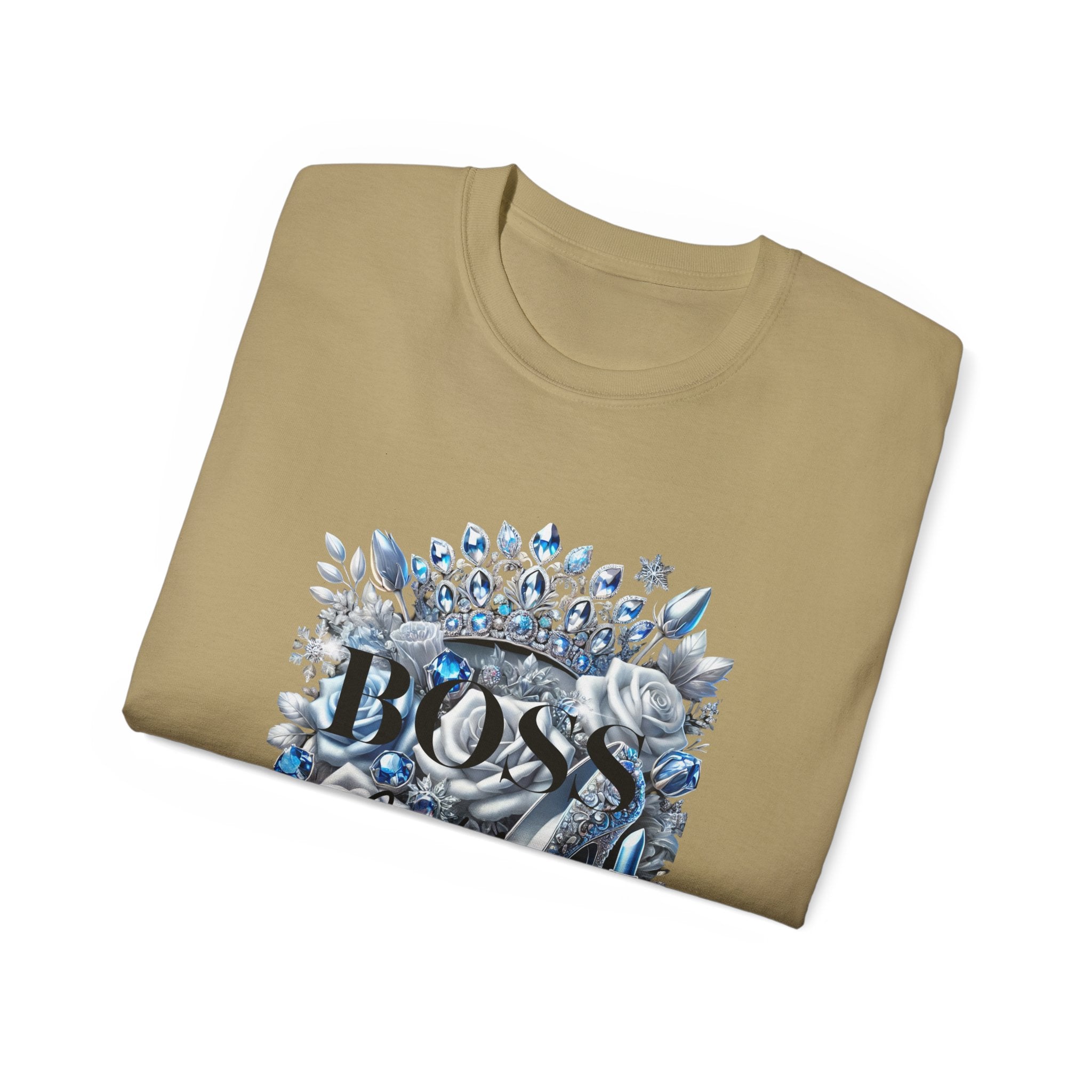 Boss Lady Tee — Women's Empowerment Graphic T‑Shirt (Crown & Roses Design)