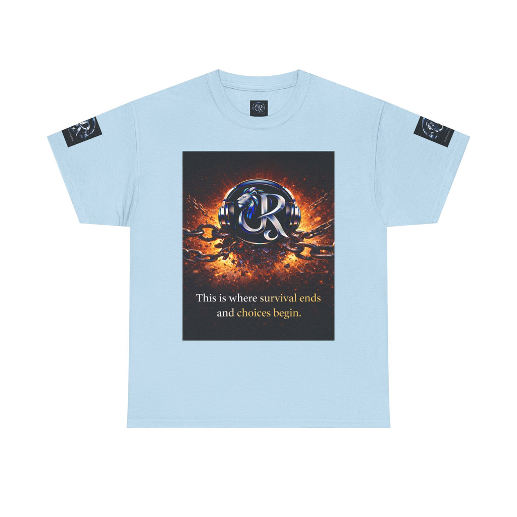 Graphic Tee — 'This is where survival ends and choices begin' Emblem