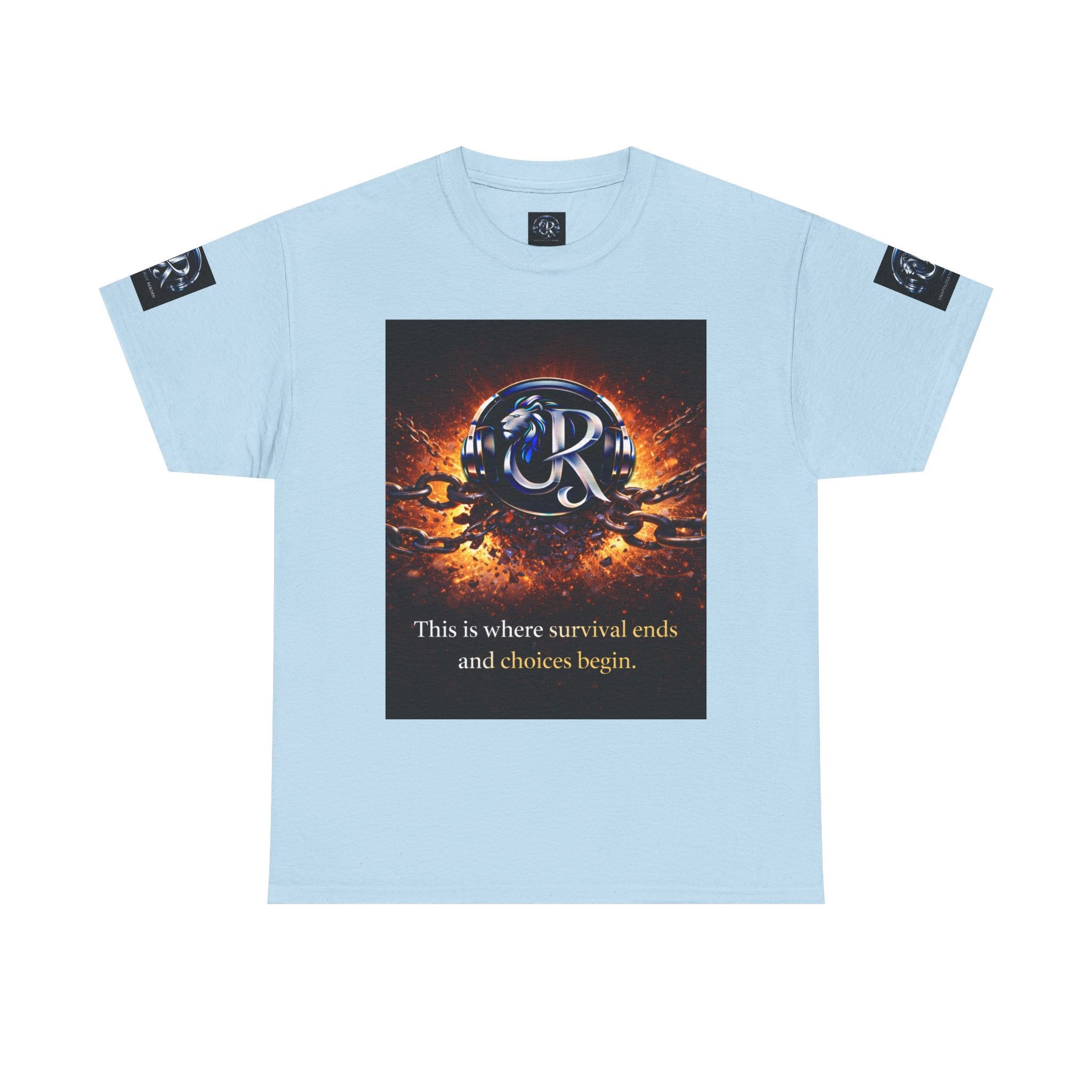 Graphic Tee — 'This is where survival ends and choices begin' Emblem