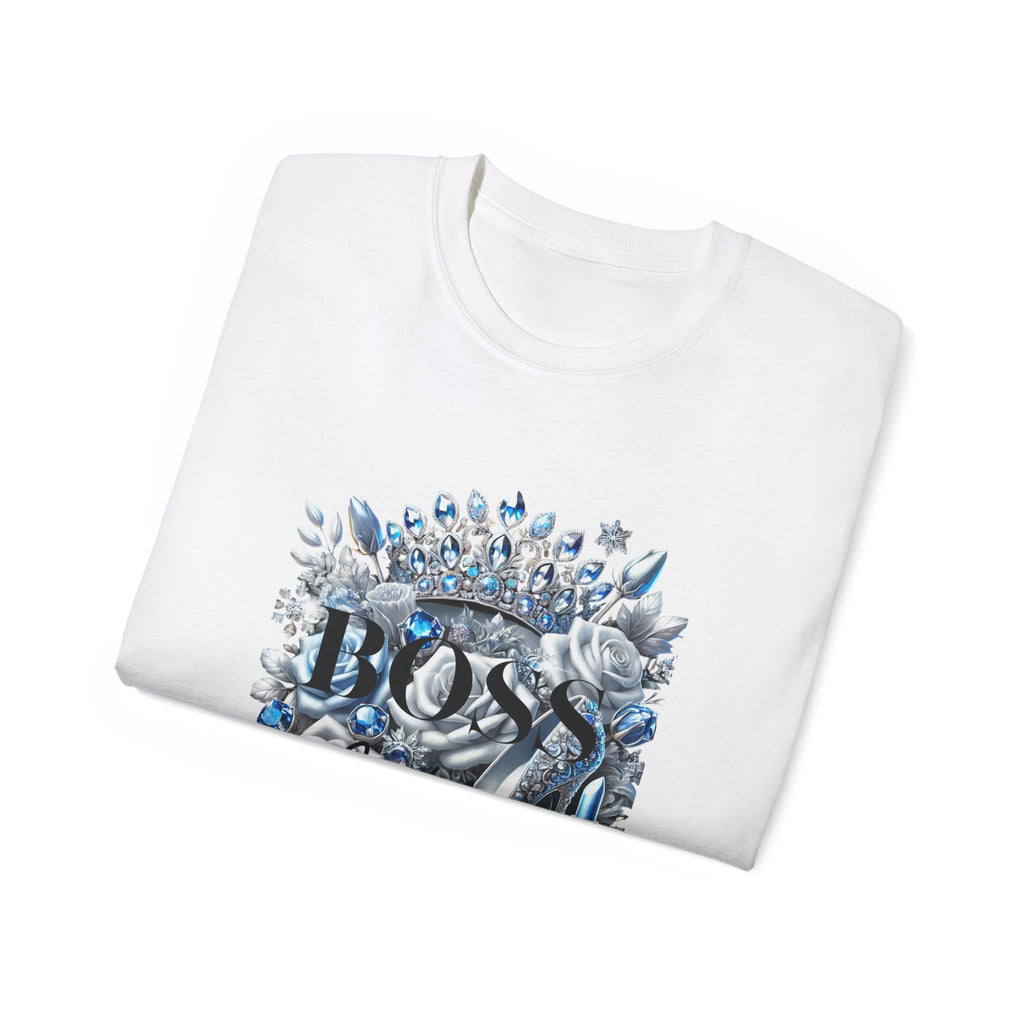 Boss Lady Tee — Women's Empowerment Graphic T‑Shirt (Crown & Roses Design)