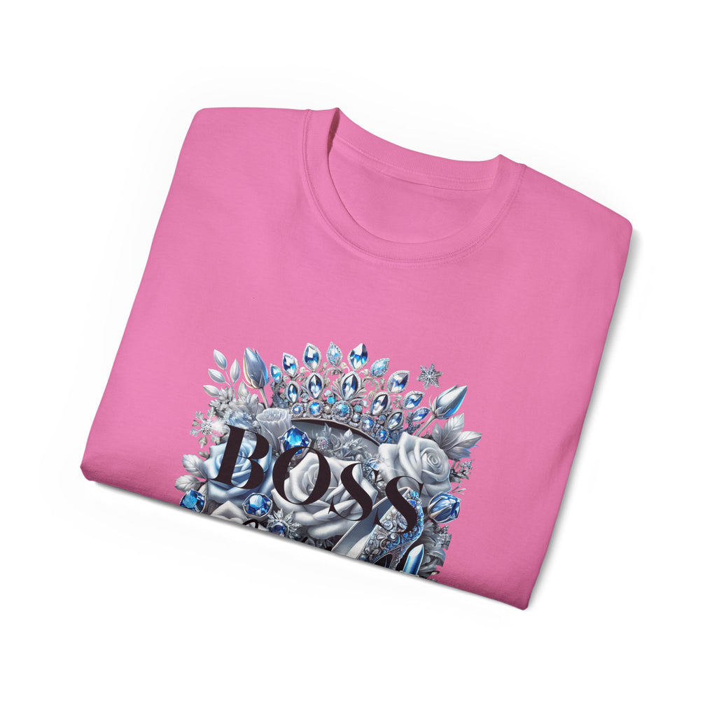 Boss Lady Tee — Women's Empowerment Graphic T‑Shirt (Crown & Roses Design)