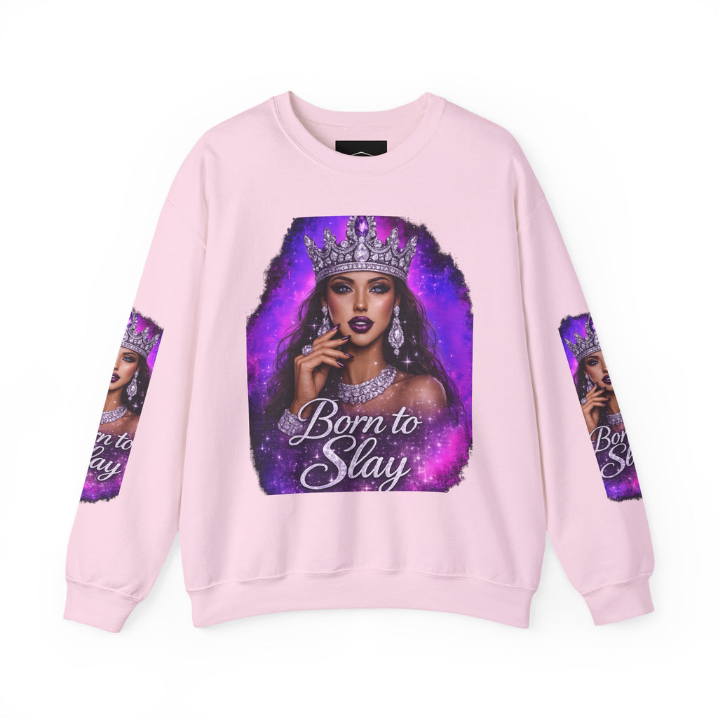 Crewneck Sweatshirt — "Born to Slay" Crowned Queen Graphic