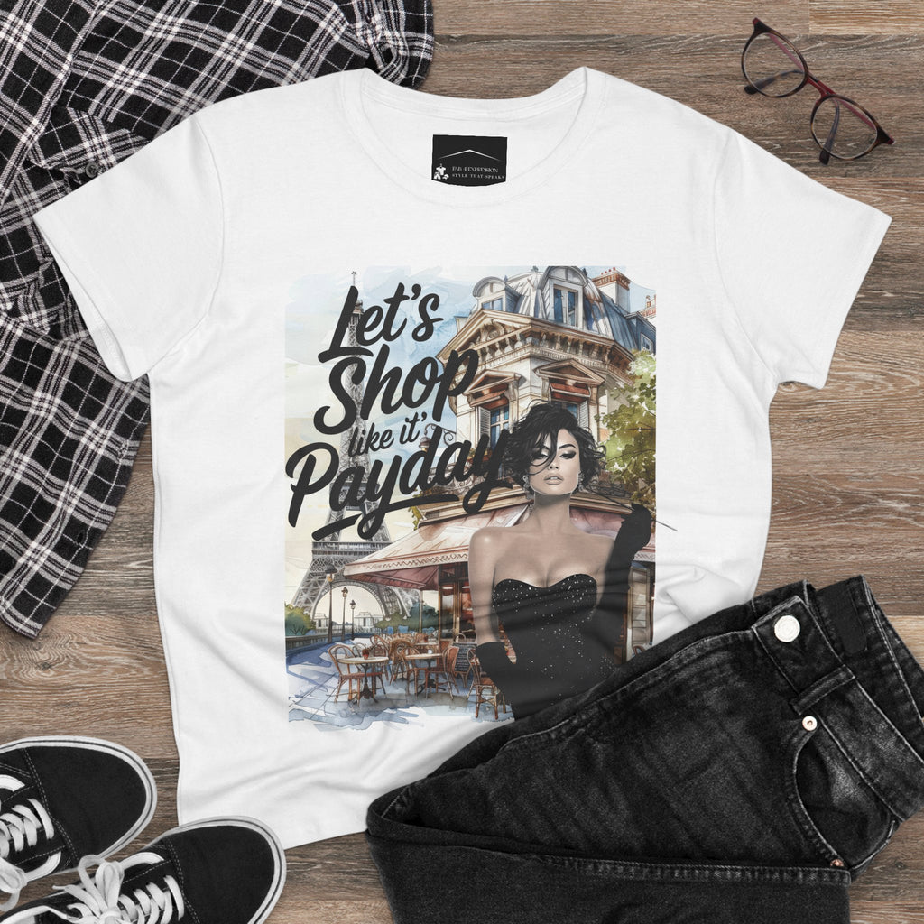 Let’s Shop Like It’s Payday Tee — Retro Chic Women’s Graphic T-Shirt