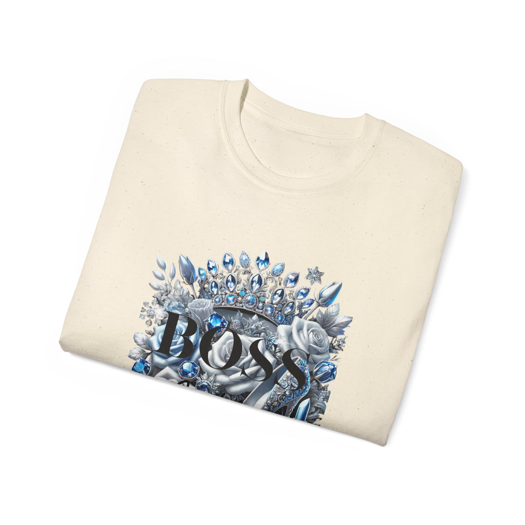 Boss Lady Tee — Women's Empowerment Graphic T‑Shirt (Crown & Roses Design)