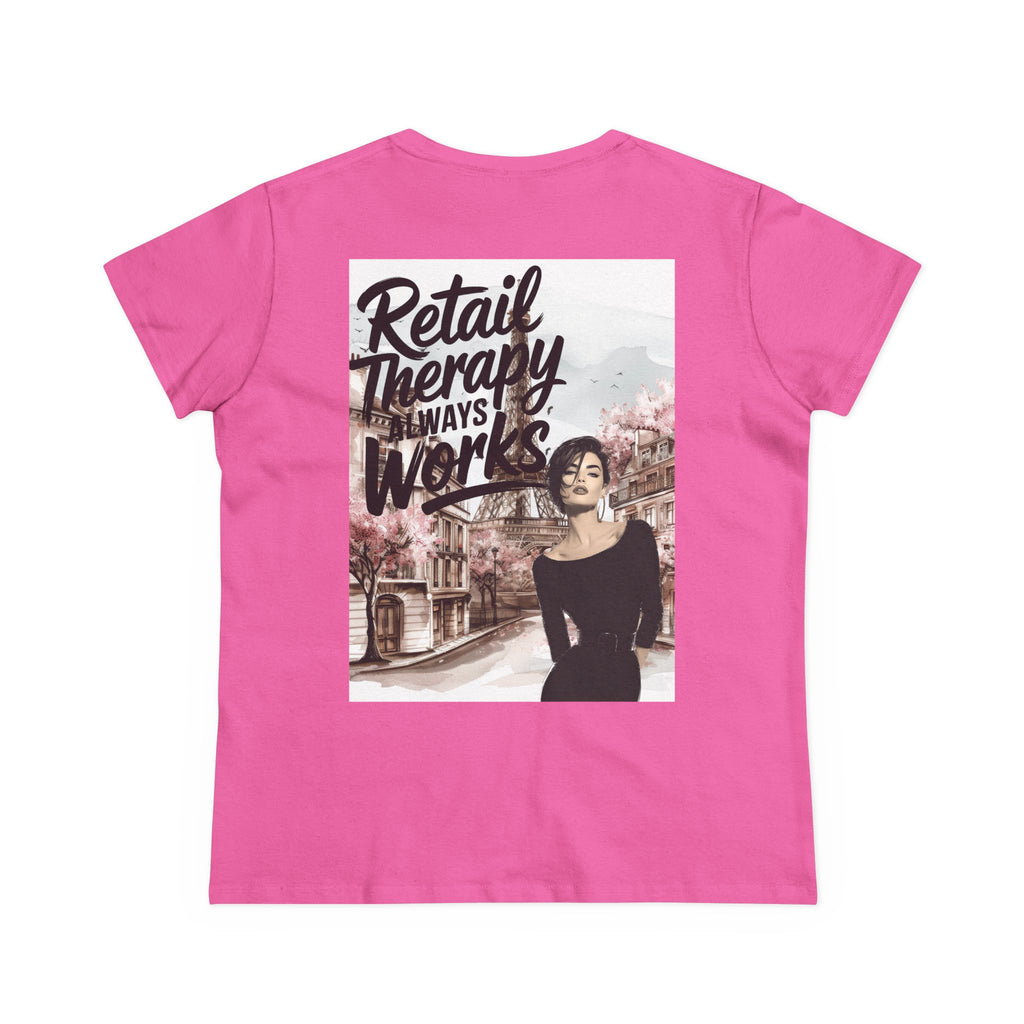 Retail Therapy T-Shirt — "Retail Therapy Always Works" Women's Graphic Tee