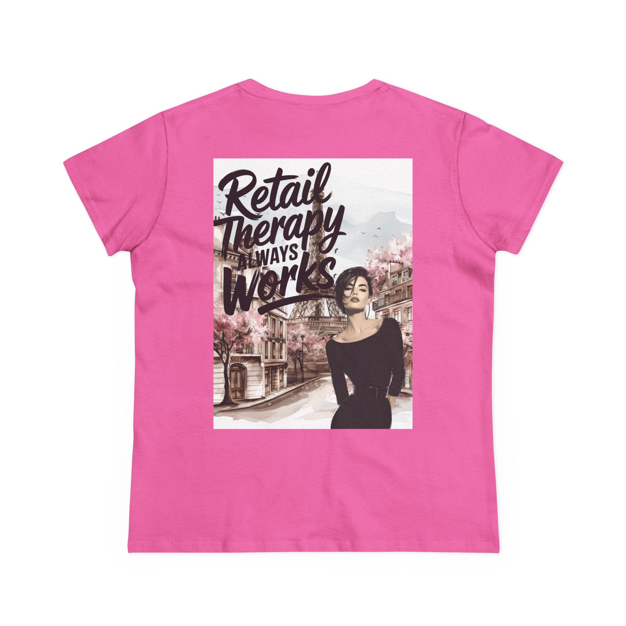 Retail Therapy T-Shirt — "Retail Therapy Always Works" Women's Graphic Tee