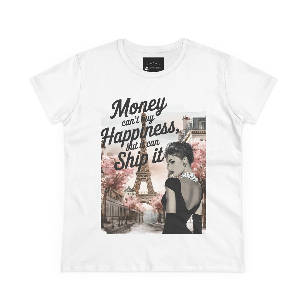 Parisian Audrey Hepburn Tee — "Money Can't Buy Happiness, But I Can Ship It" Women's T‑Shirt