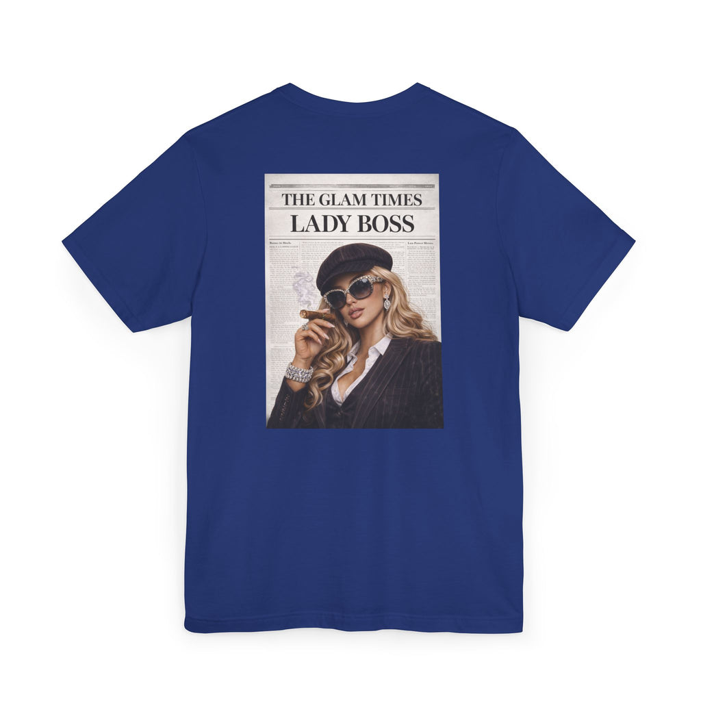 Lady Boss Graphic T-Shirt — 'The Glam Times' Vintage Newspaper Design