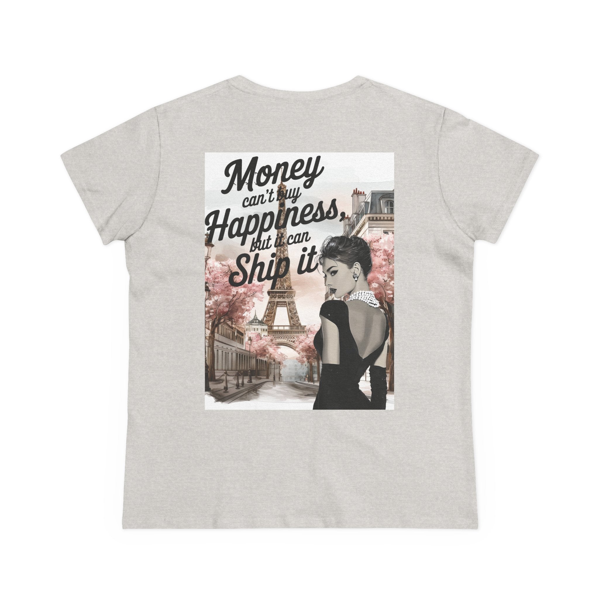 Parisian Audrey Hepburn Tee — "Money Can't Buy Happiness, But I Can Ship It" Women's T‑Shirt