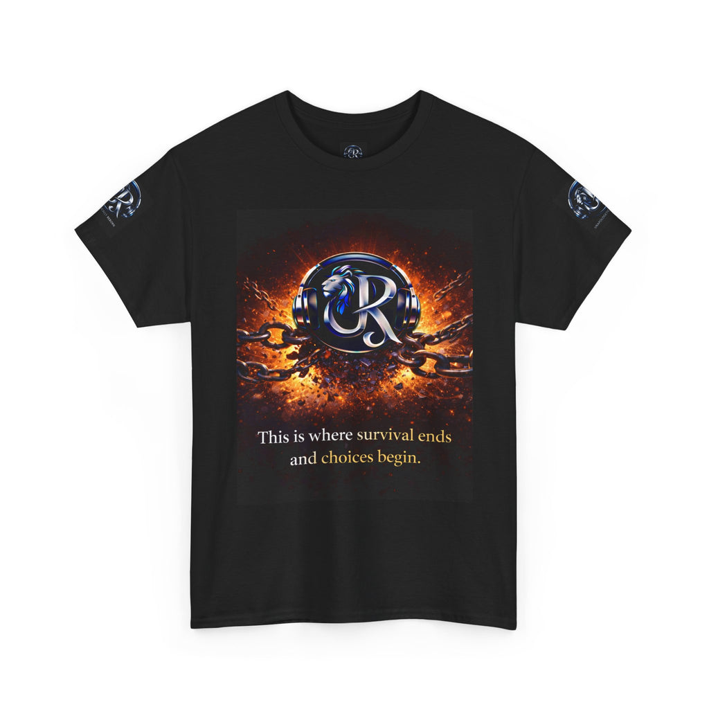 Graphic Tee — 'This is where survival ends and choices begin' Emblem