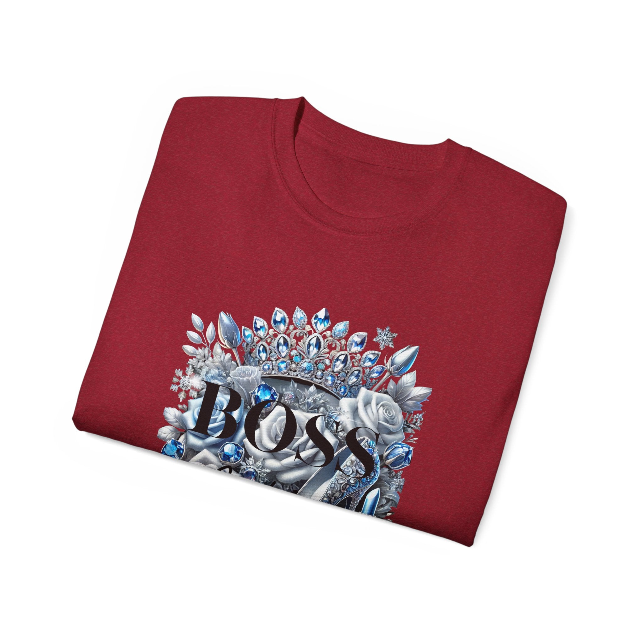 Boss Lady Tee — Women's Empowerment Graphic T‑Shirt (Crown & Roses Design)