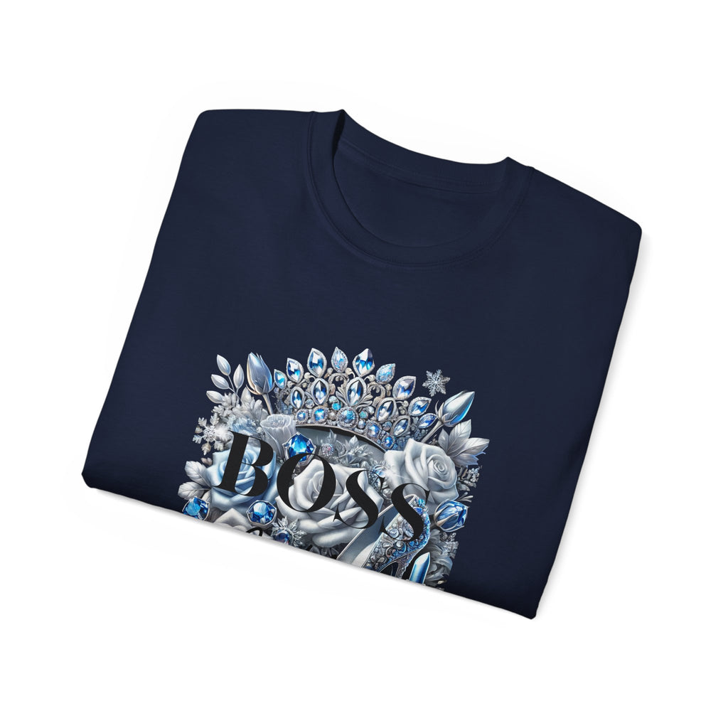 Boss Lady Tee — Women's Empowerment Graphic T‑Shirt (Crown & Roses Design)