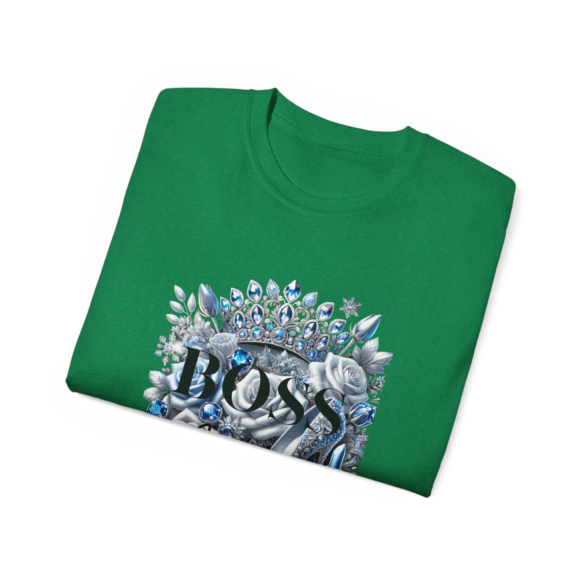 Boss Lady Tee — Women's Empowerment Graphic T‑Shirt (Crown & Roses Design)