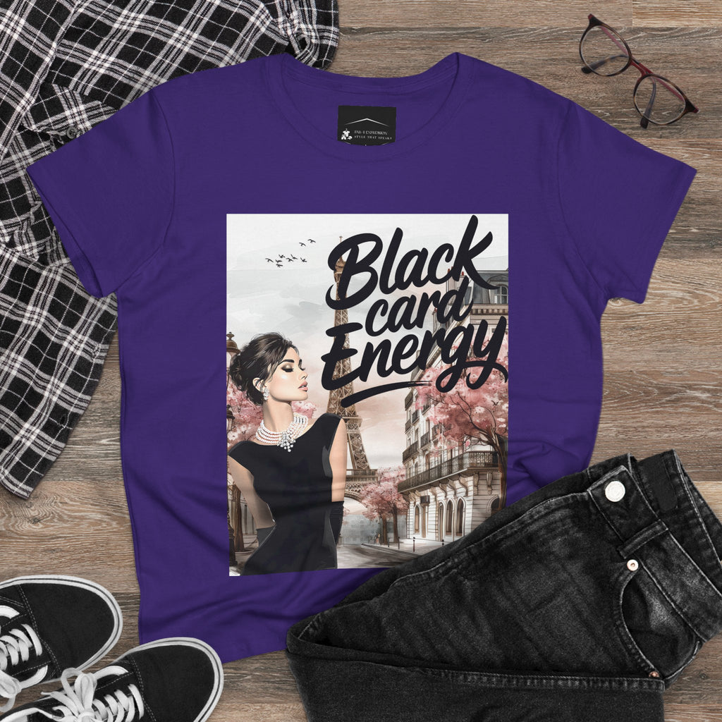 Black Card Energy Women's Tee — Vintage Glam Graphic T-Shirt