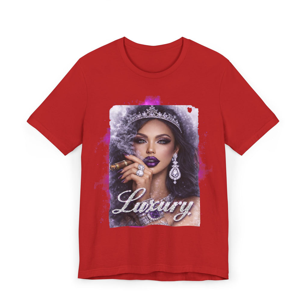 Luxury Queen T-Shirt — Glam Portrait Tee with 'Luxury' Script