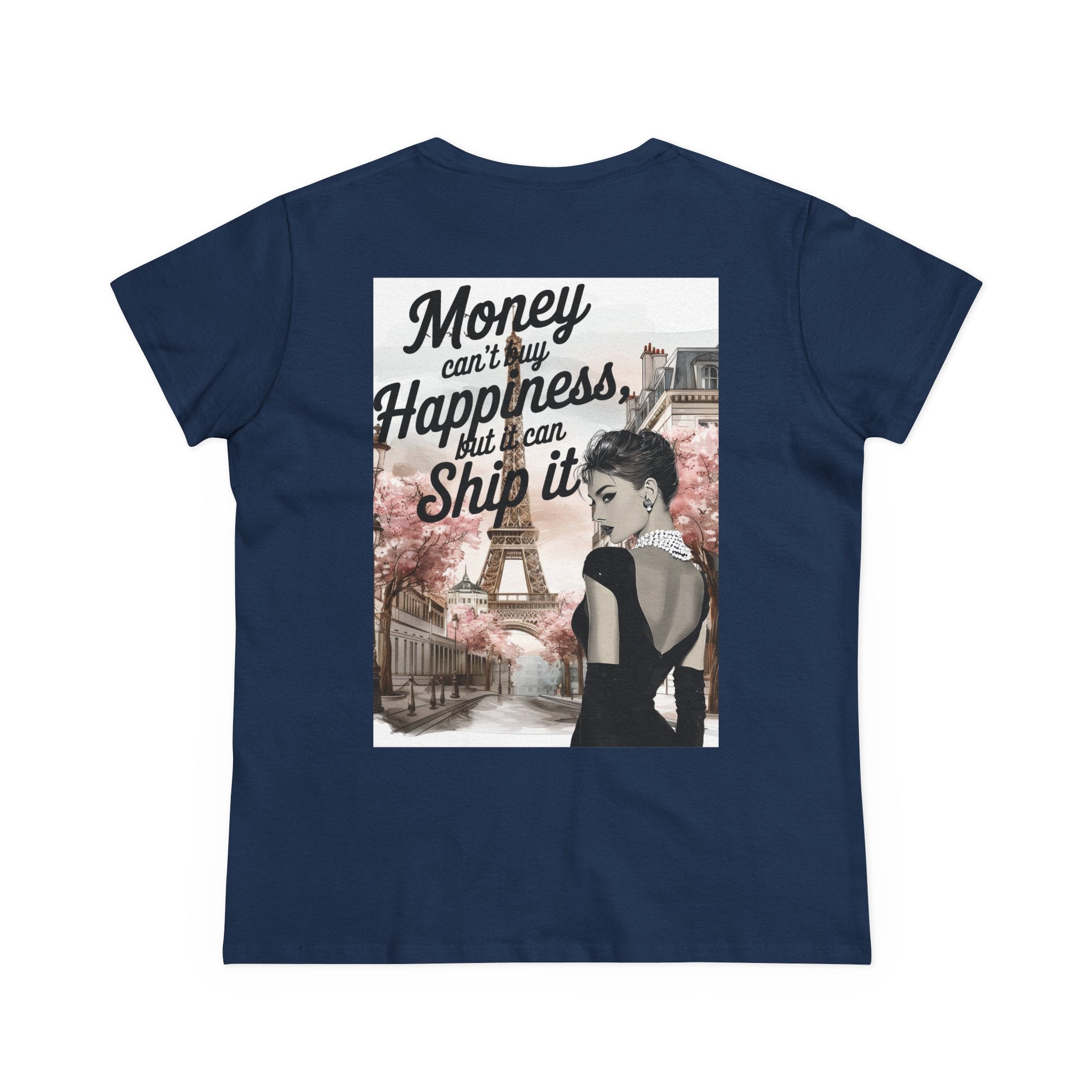 Parisian Audrey Hepburn Tee — "Money Can't Buy Happiness, But I Can Ship It" Women's T‑Shirt