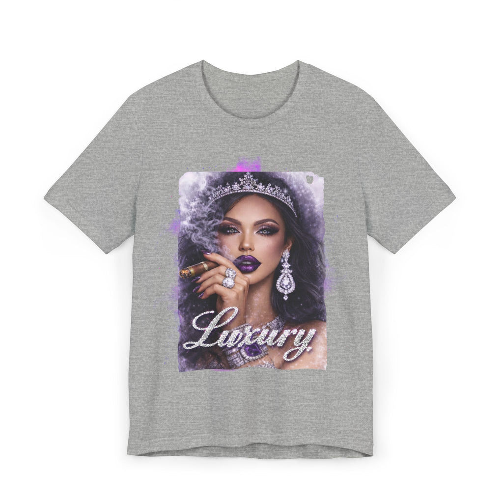 Luxury Queen T-Shirt — Glam Portrait Tee with 'Luxury' Script