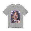 Luxury Queen T-Shirt — Glam Portrait Tee with 'Luxury' Script