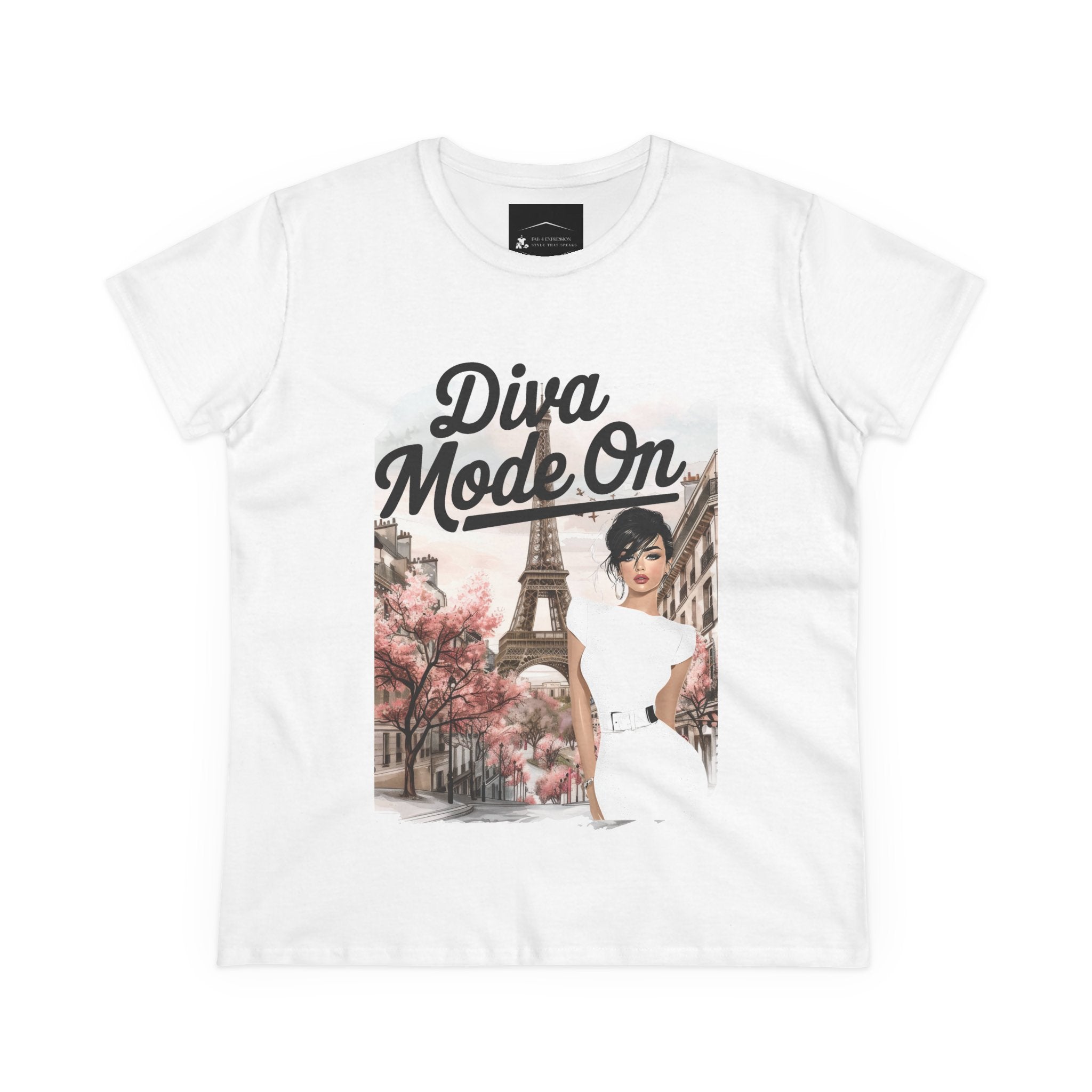 Diva Mode On Tee — Paris Chic Women's Graphic T‑Shirt