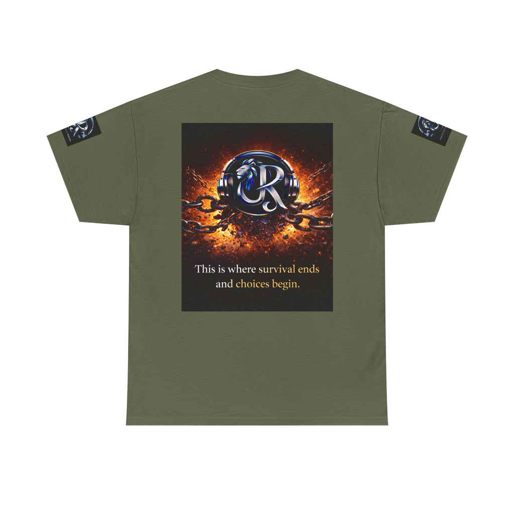 Graphic Tee — 'This is where survival ends and choices begin' Emblem