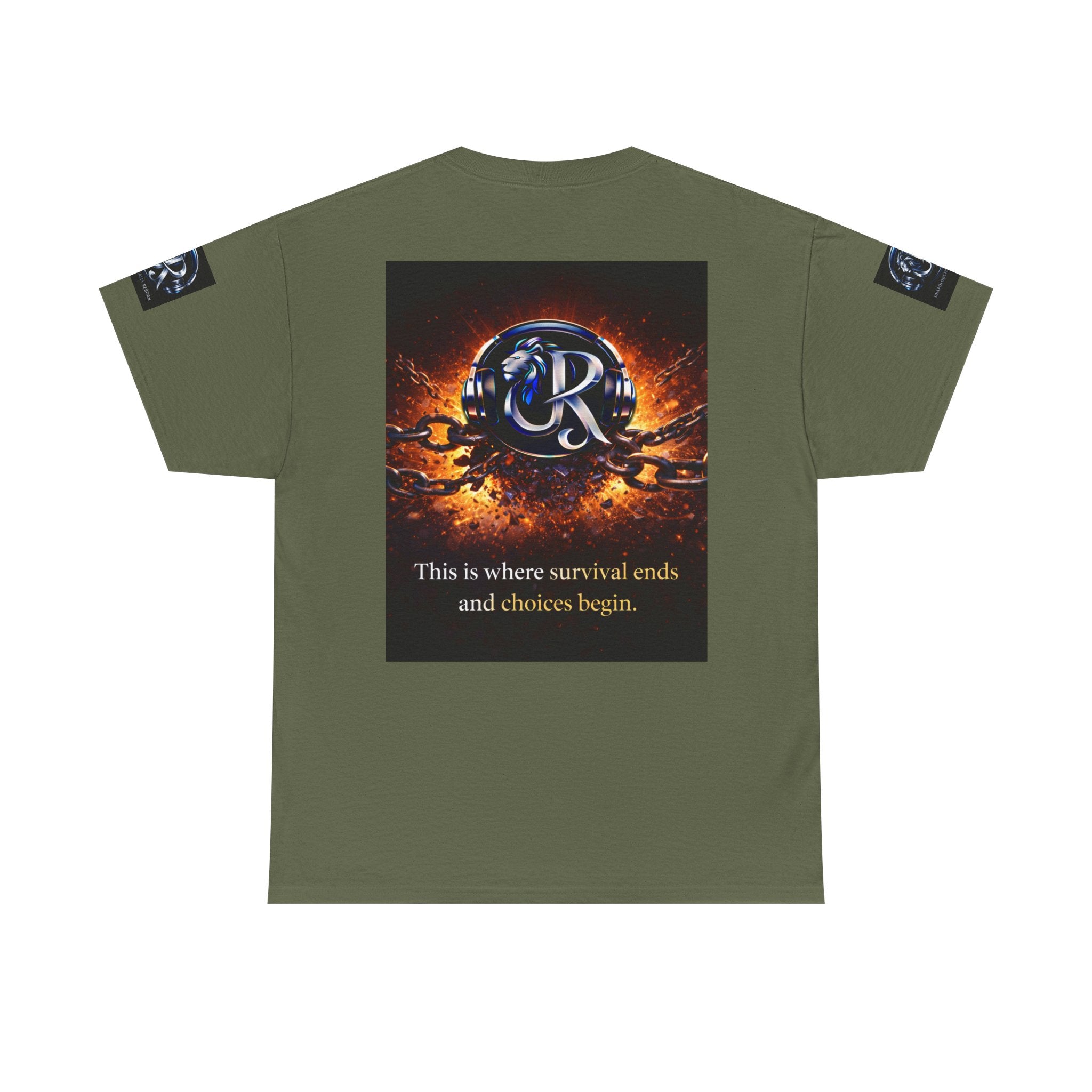 Graphic Tee — 'This is where survival ends and choices begin' Emblem