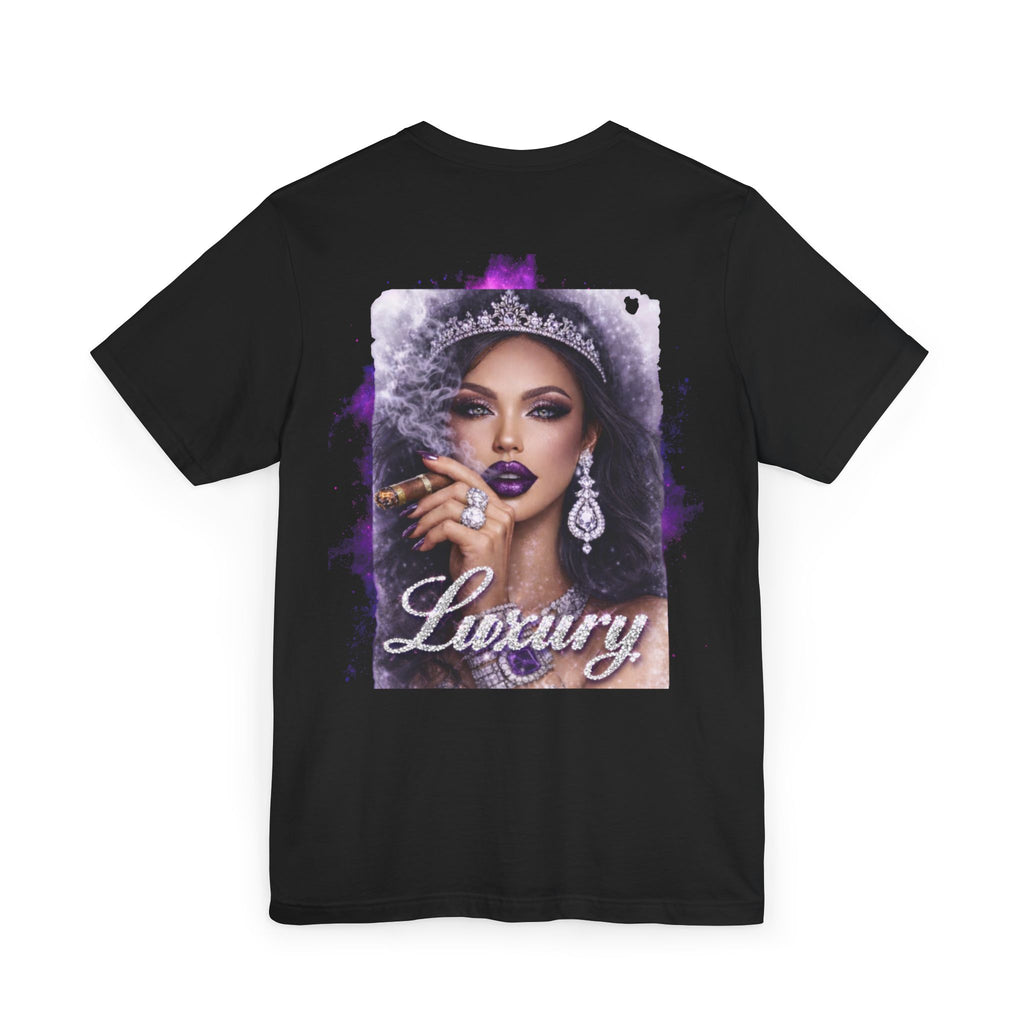 Luxury Queen T-Shirt — Glam Portrait Tee with 'Luxury' Script