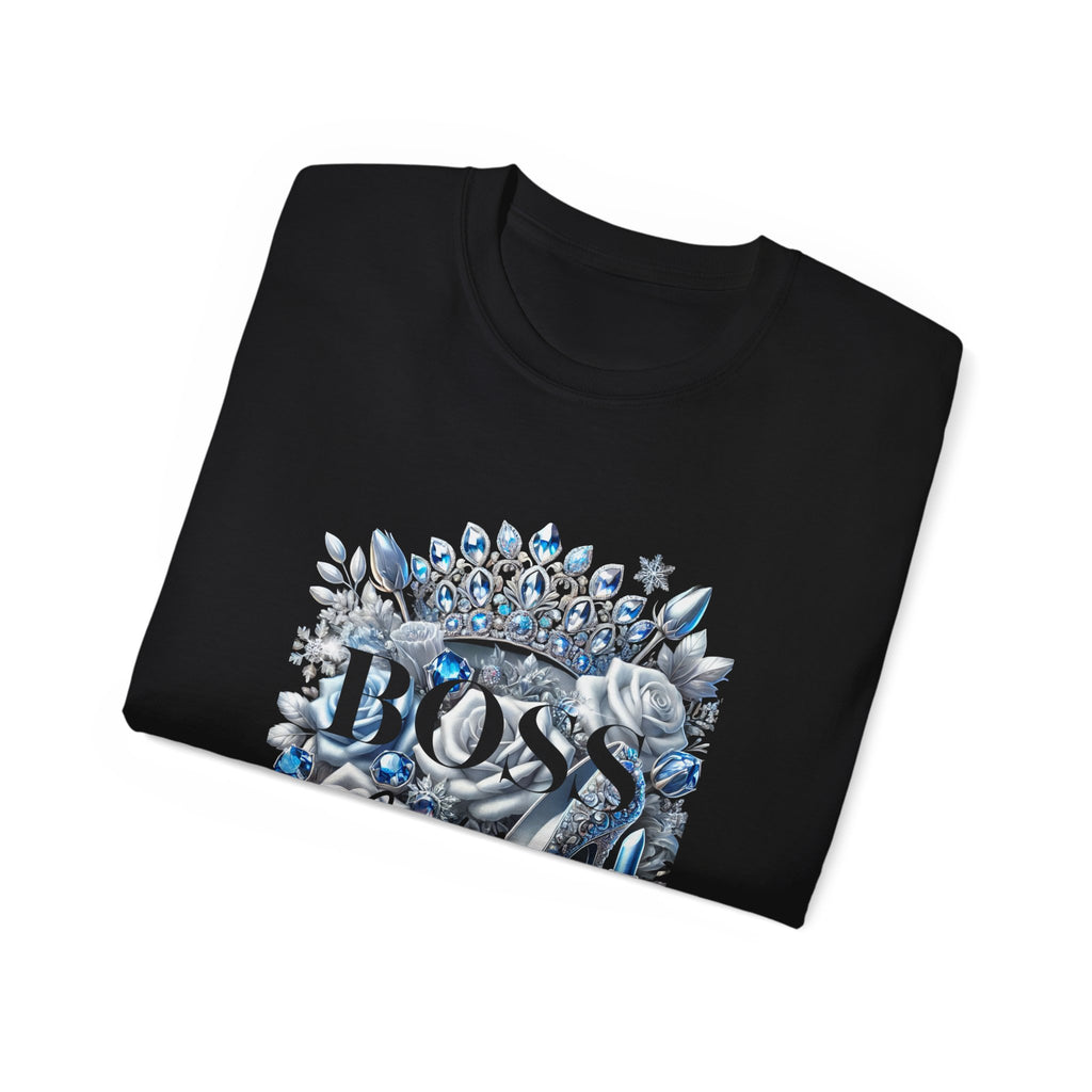 Boss Lady Tee — Women's Empowerment Graphic T‑Shirt (Crown & Roses Design)