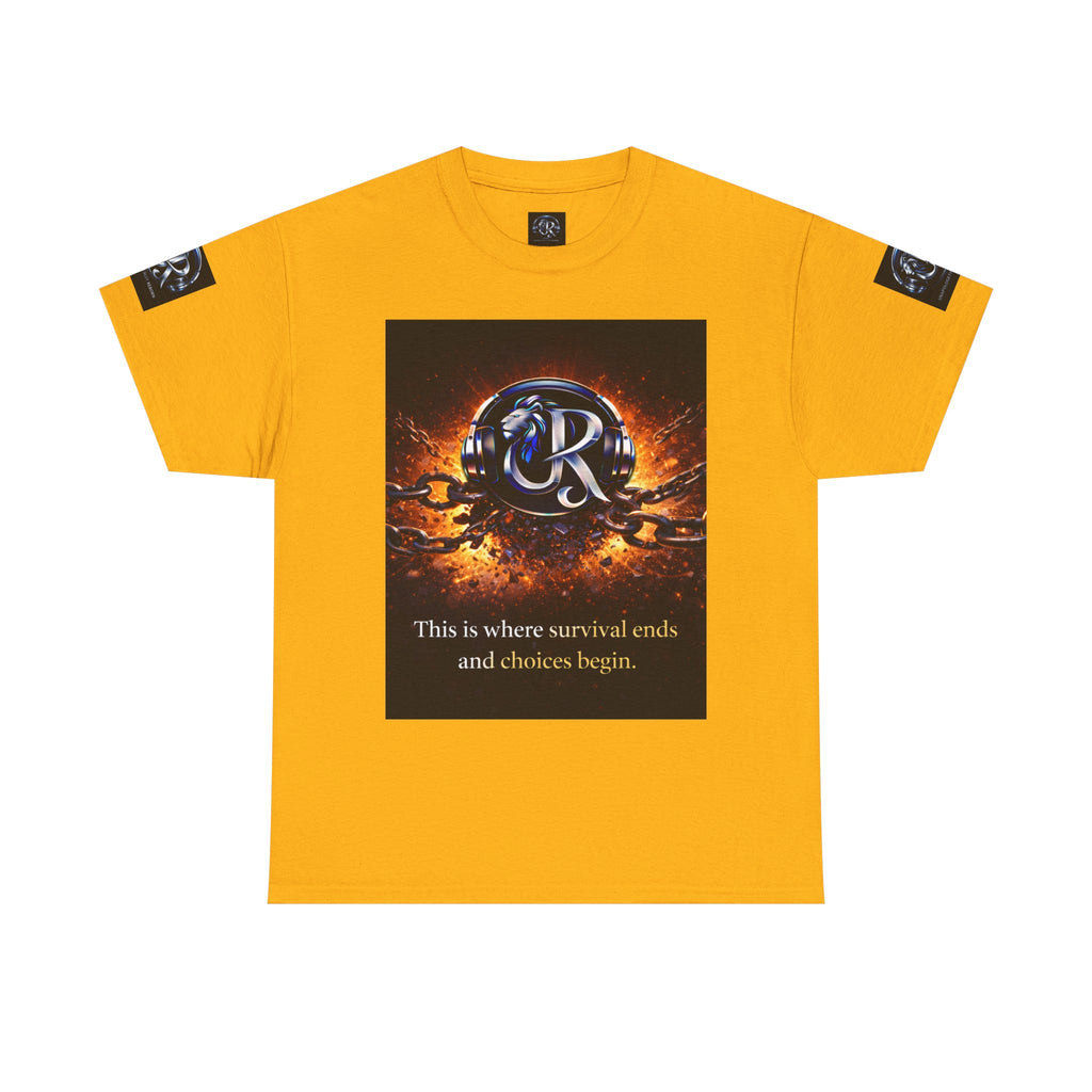 Graphic Tee — 'This is where survival ends and choices begin' Emblem