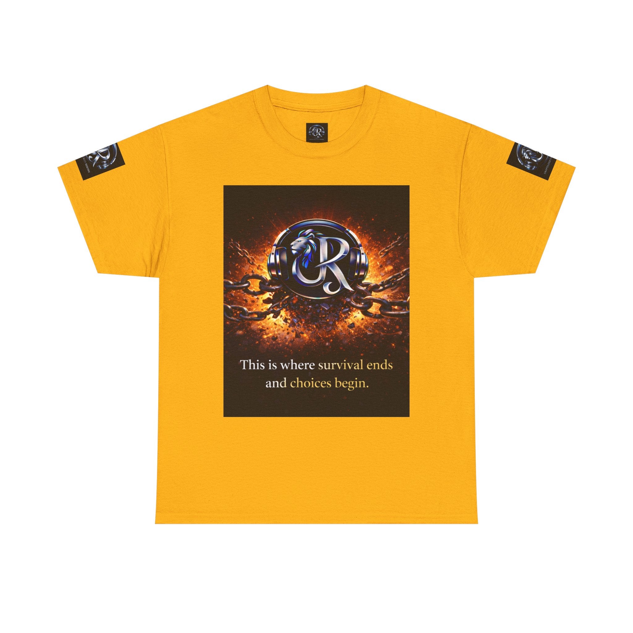 Graphic Tee — 'This is where survival ends and choices begin' Emblem