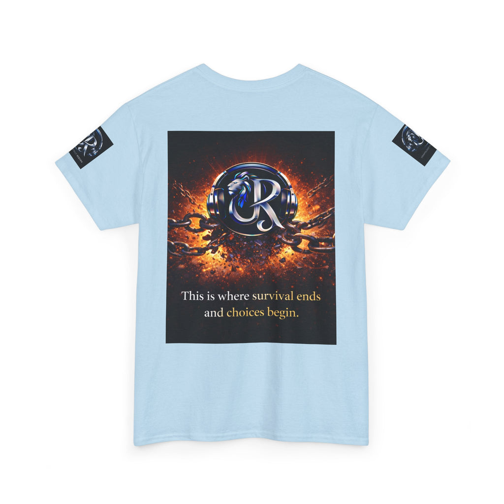 Graphic Tee — 'This is where survival ends and choices begin' Emblem