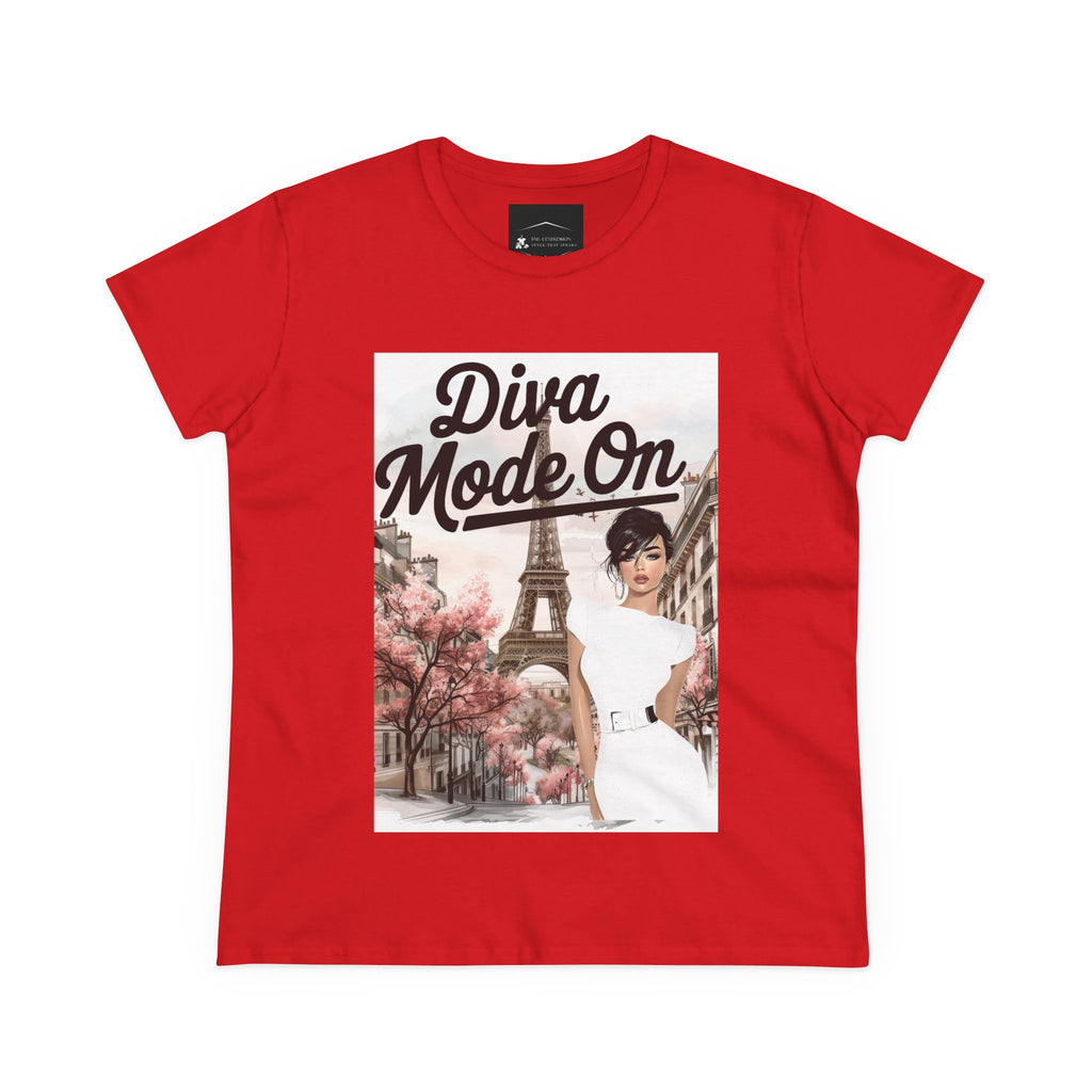 Diva Mode On Tee — Paris Chic Women's Graphic T‑Shirt