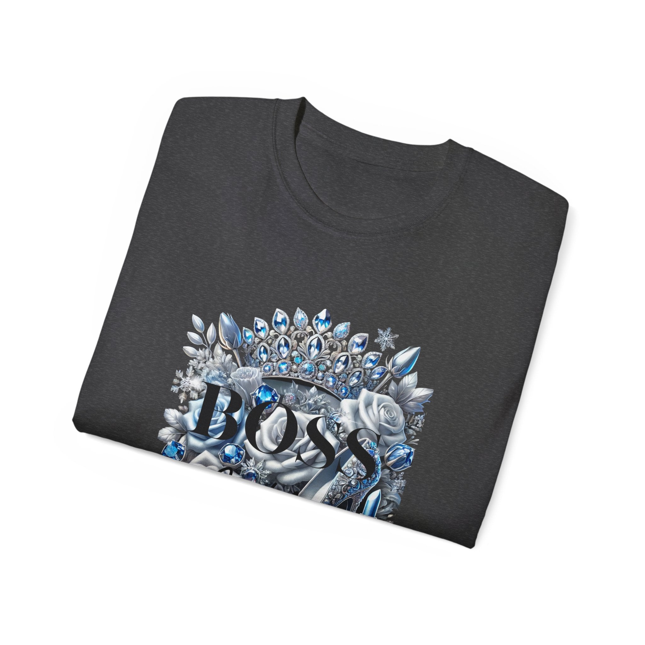 Boss Lady Tee — Women's Empowerment Graphic T‑Shirt (Crown & Roses Design)