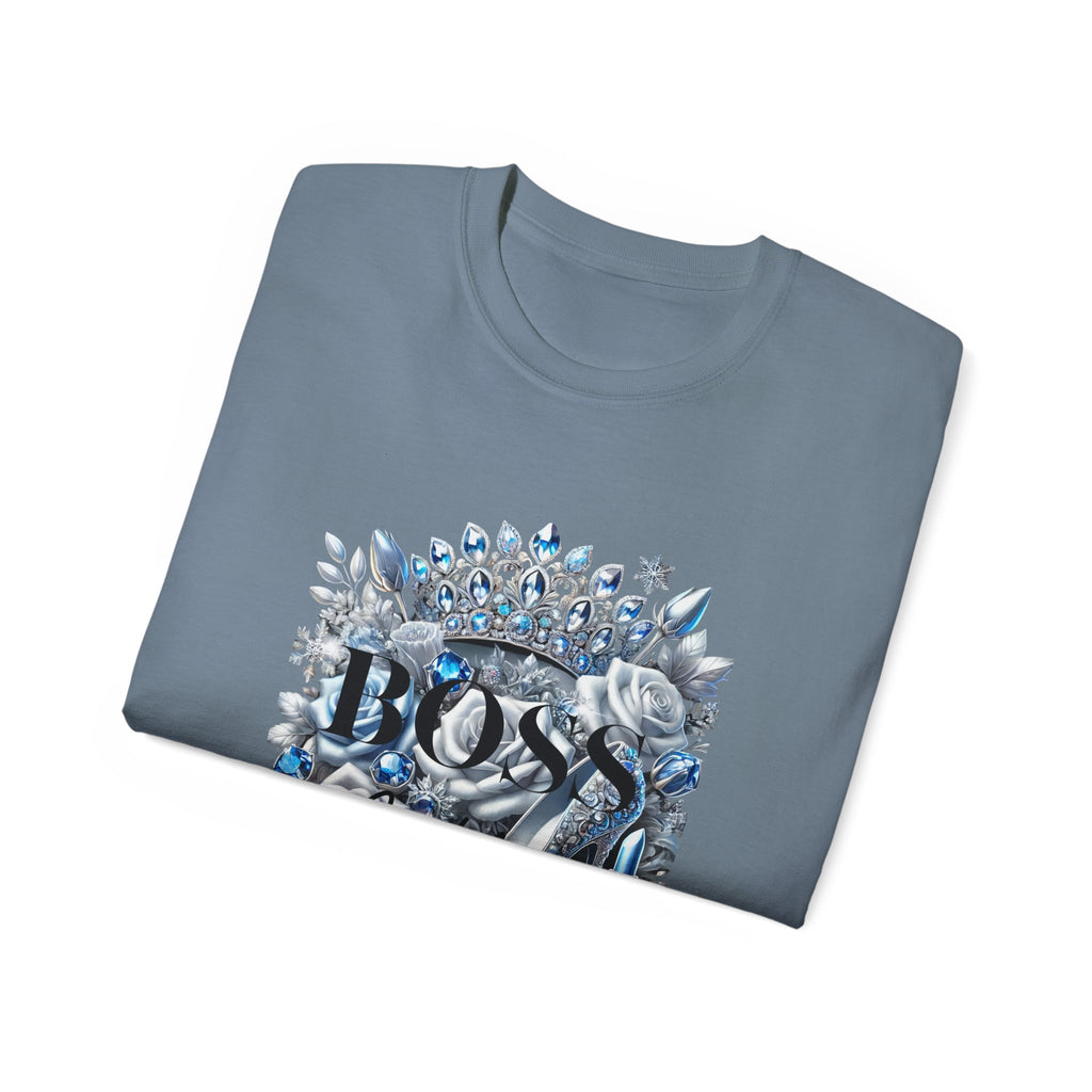 Boss Lady Tee — Women's Empowerment Graphic T‑Shirt (Crown & Roses Design)