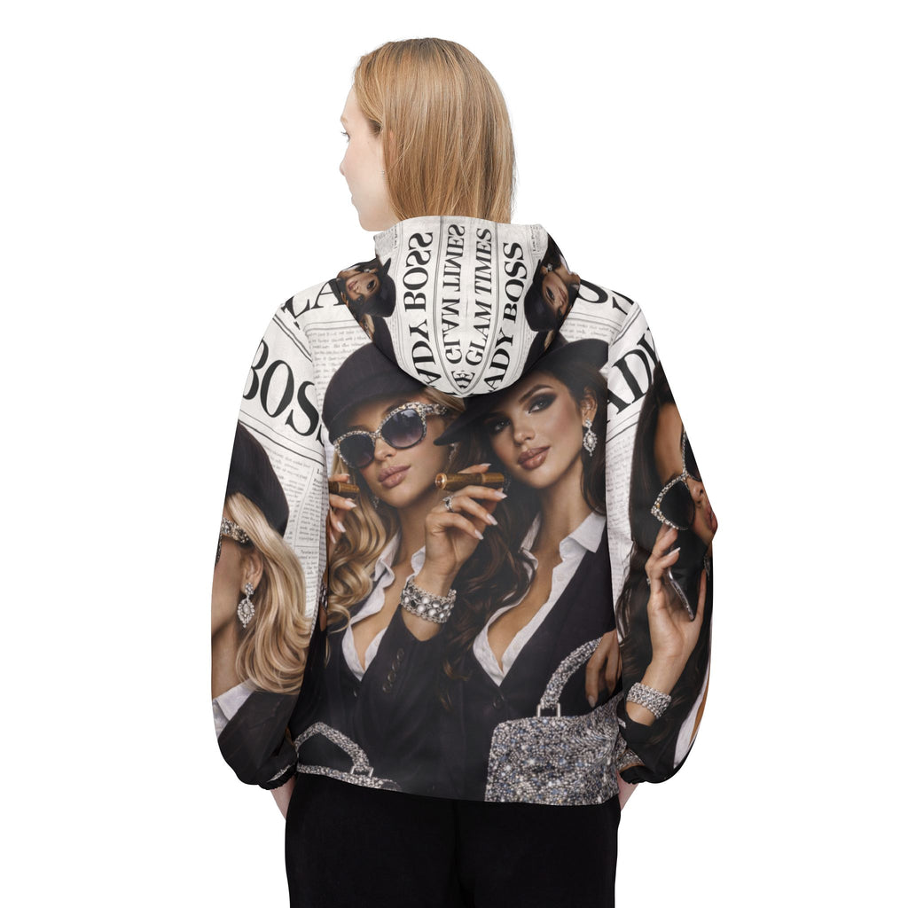 Lady Boss Windbreaker Jacket — Chic All-Over-Print Fashion Jacket Sale Ends 02/15/26