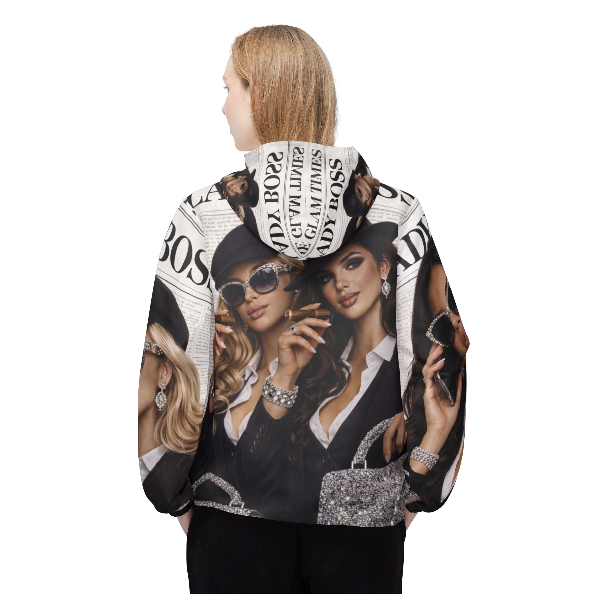 Lady Boss Windbreaker Jacket — Chic All-Over-Print Fashion Jacket Sale Ends 02/15/26