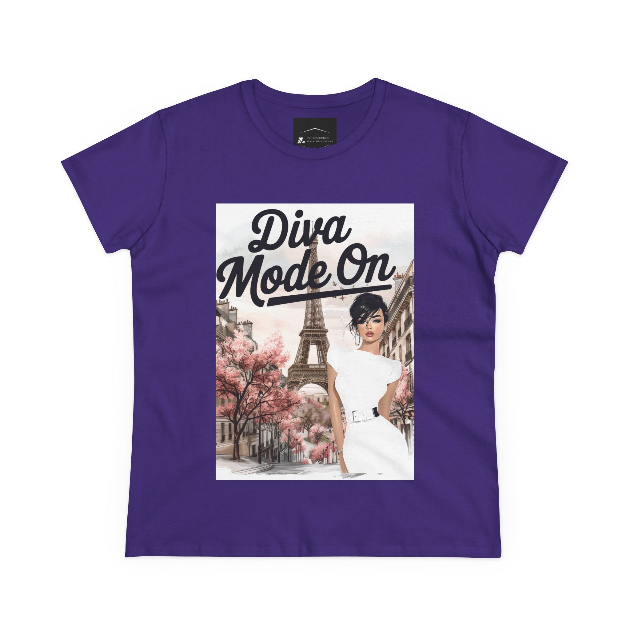 Diva Mode On Tee — Paris Chic Women's Graphic T‑Shirt