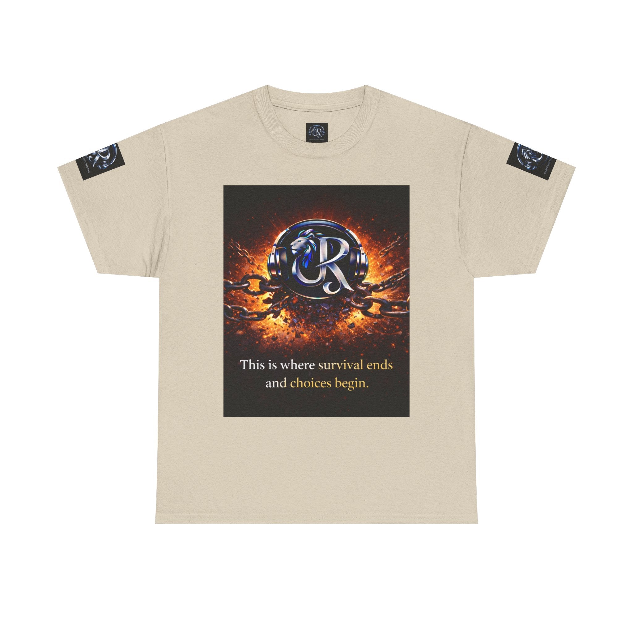 Graphic Tee — 'This is where survival ends and choices begin' Emblem