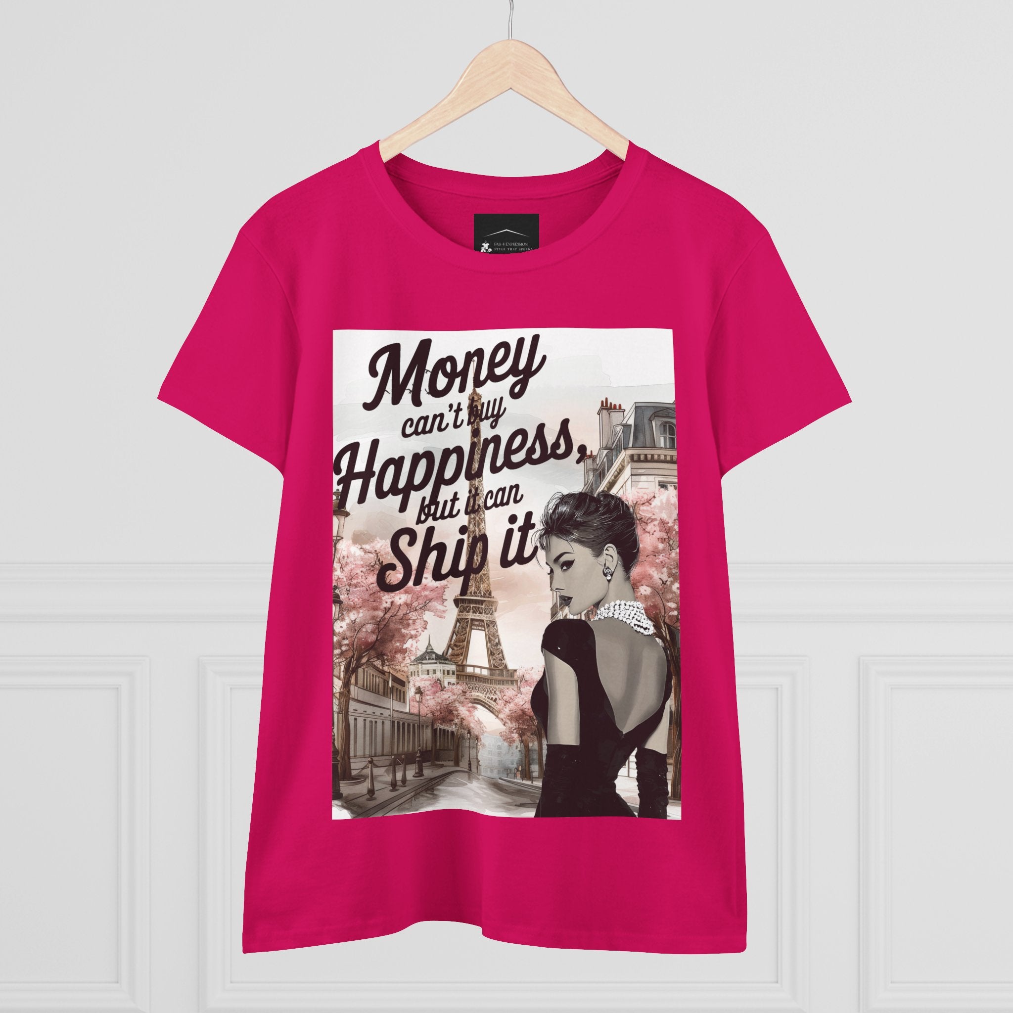 Parisian Audrey Hepburn Tee — "Money Can't Buy Happiness, But I Can Ship It" Women's T‑Shirt